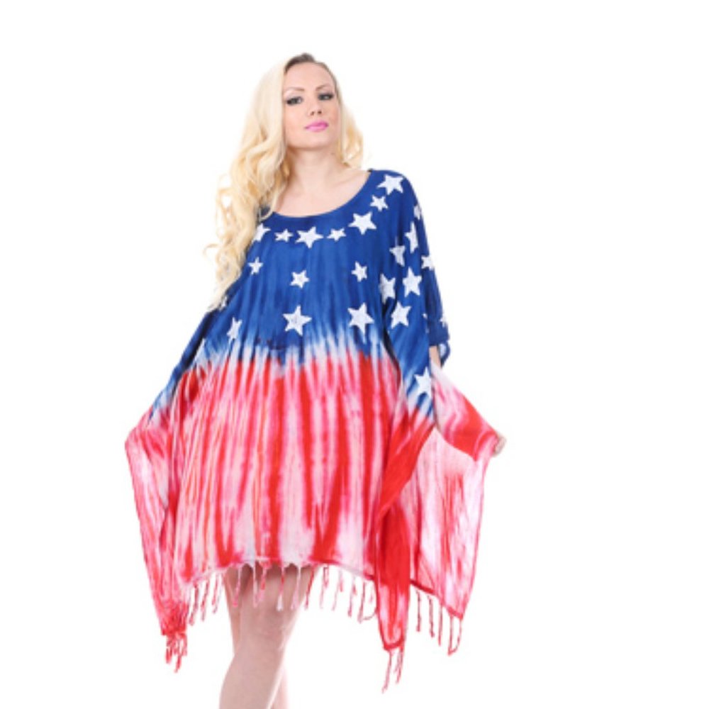 American Flag Short Kaftan Dress One Sz